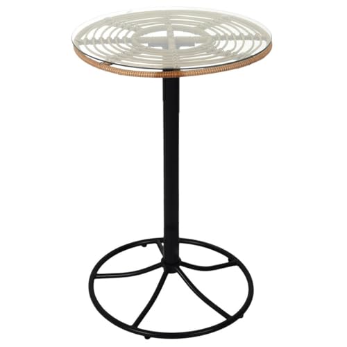 AltoBuy Jakarta - Table Mange-Debout Noire avec Plateau en Verre