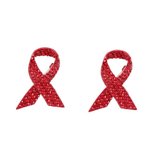 Broche ruban rouge strass et épingle de poitrine en alliage pour vêtement et revers de veste