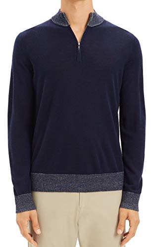 Theory Mens Quarter Zip Pullover Sweater, Blue, Large #TOP22