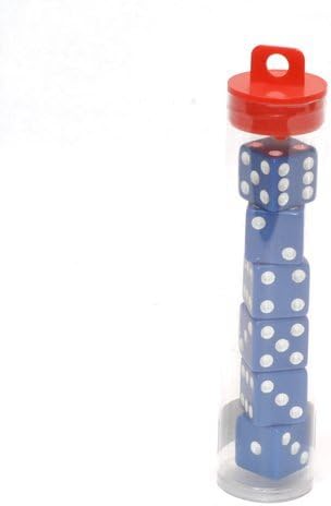 Blue Opaque Dice with White Pips D6 16mm (5/8in) Pack of 6 Koplow Games