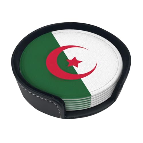 Lot de 6 sous-verres imprimés drapeau algérien - 9 cm