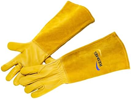 Heavy Duty Thorn Proof Gardening Gloves, Leather Gauntlet, Medium