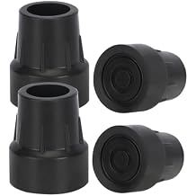 supregear Rubber Cane Tips 1" 4 X 25mm, Heavy Duty End Stoppers for Walking Cane, 1 inch Replacement Feet Caps for Walkers, Commodes, Shower Chairs, 4-Pack 1-inch Crutches Tips Black