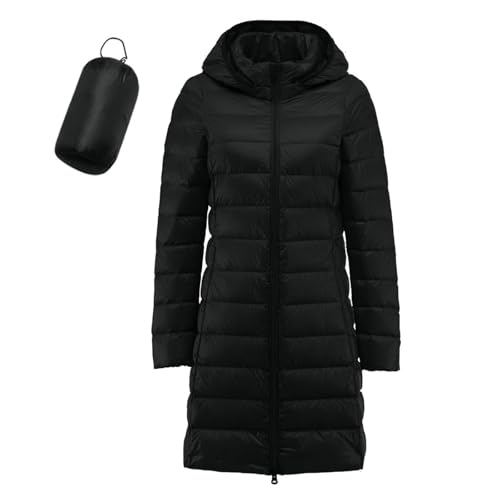 Long down Coats for Women Winter Warm Full Length Quilted down Jacket with Removable Hood