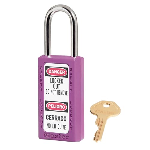 Image of Master Lock 411PRP Purple Safety Padlock with Tall Xenoy Body, 1 /4 inch X 1-1 /2 inch Shackle (Pack of 6)