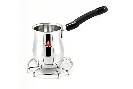 JEE ALTO Stainless Steel Tea Coffee Warmer Pot with Handle and Stainless Steel Gas/Stove Stand_470ML 3