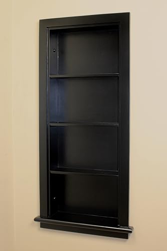 Image of 14x36 Aiden Recessed Wall Niche Medicine Cabinet Replacement, in The Wall Bathroom Cabinet Insert Shelf /Shelves, Made in North America, Real Wood, NO MDF, Plain, Black