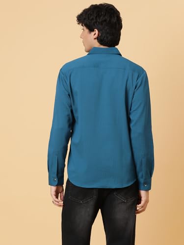 Image of KOTTY Men's Textured Casual Shirt - Long Sleeve||Button-Down Collar||Classic Fit