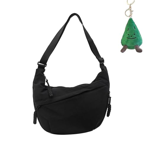 FTEAEYJLH Leichte Umhängetasche Aus Nylon Für Damen – Modische Umhängetasche Mit Mehreren Taschen Für Unterwegs (Black)