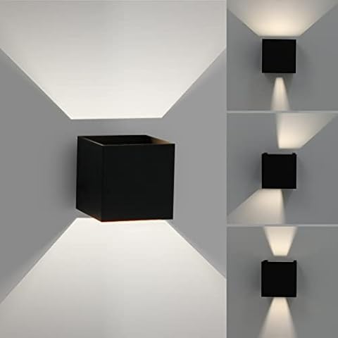 Kerry Outdoor Wall Light, LED 6W 3000K Adjustable Beam Lamp for Outside Indoor, Waterproof IP54 Modern Aluminum Lamp, Black Wall Mounted Sconce for Living Room, Bedroom. Bathroom, Garden Decoration Cover