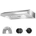 Range hood 30 Inch Under Cabinet,450 CFM Ducted/Ductless Vent Hood for Kitchen With Bright Light, Quiet Operation and 3 Speed Exhaust Fan