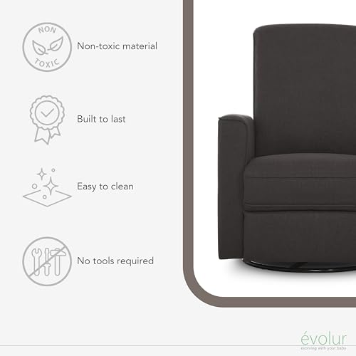 Evolur Raleigh Rocker in Charcoal Nursery Gliders/Recliners, 30x29.5x40 Inch (Pack of 1)