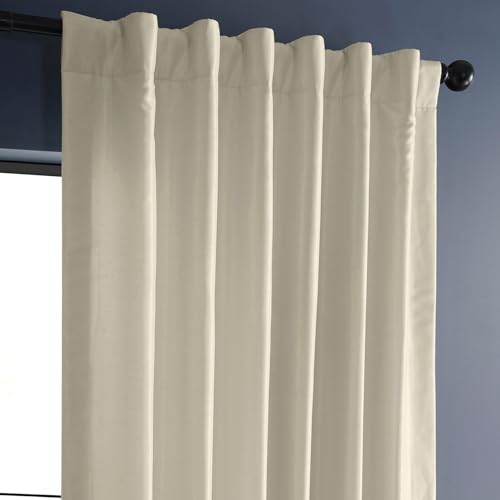 Image of HPD Half Price Drapes Room Darkening Curtains for Bedroom Vintage Textured Faux Dupioni Silk Curtains for Living Room (1 Panel), 50 X 96, Off White
