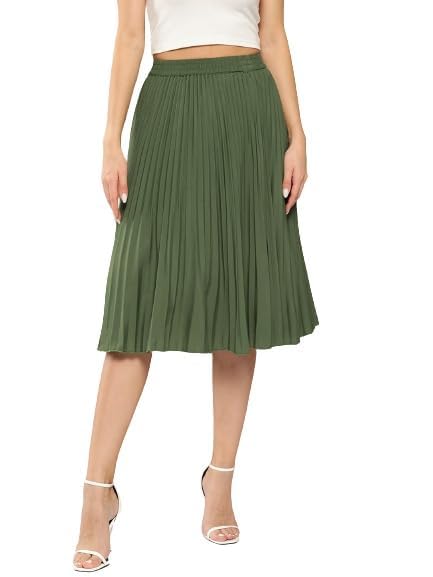 Women Green Color Accordian Pleat Knee Length Flared Skirt,Skirts for Women,Skirts for Women, Accordion Pleated Skirt for Women,Accordion Pleated Skirt-picture-31