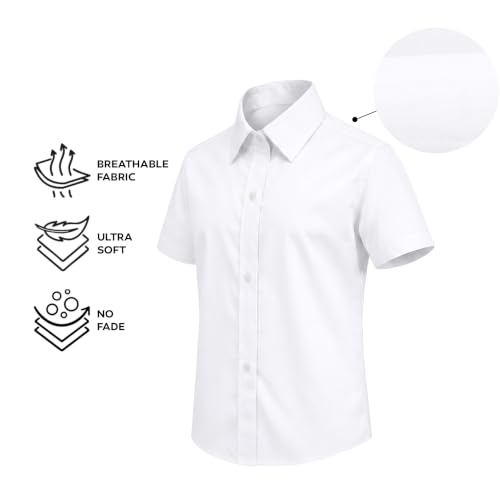 Image of Lilax Boys Classic Short Sleeve Button Down Casual Solid Dress Shirt