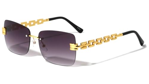 Dweebzilla Rimless Square Aviator Metal Chain Link Sunglasses