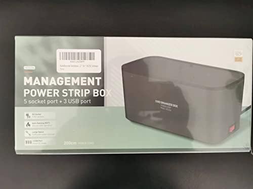 Skrzynka na Kable z Listwą Zasilającą USB, Ochrona Przed Przepięciem, 5 Gniazd, z 3 Portami Ladowania USB, Adapter do gniazdka (2500 W), z Kablem 2m, 29,5 x 14 x 14 cm, Czarna