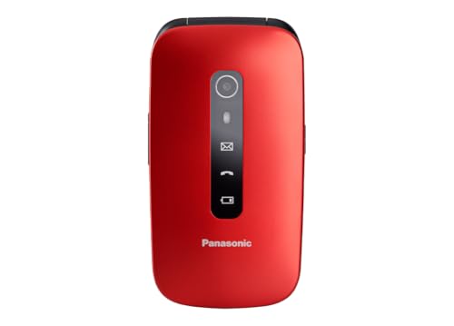 Panasonic KX-TU550EXR Basic Mobile Phone for Kids and Elderly – 4G, Sim-free & Unlocked, Easy Buttons, SOS Emergency, Durable Flip Phone, Compact & Long Life Battery, Dumb Phone, Brick Phone, Red
