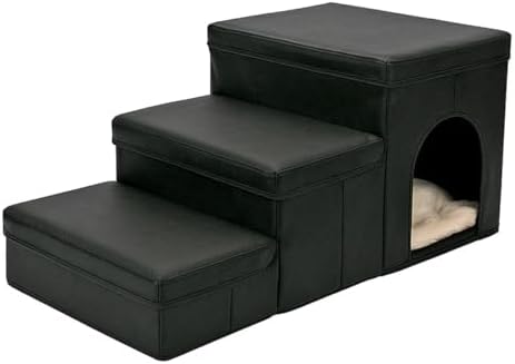 Escada Pet Rampa Dobrável Para Cães Gatos Com 3 Degraus Cama Casi...