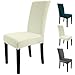 Zindoo Stuhlhussen 4er Set Velvet Verdicken Stretch Stuhlbezug mit Unten Vorrichtungen, Abnehmbarer Waschbar Stuhl Hussen für Schwingstuhl, Esszimmerstühle, Hochlehner (Beige)