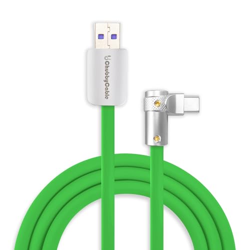 chubbycable 120W Charging Cable 90° USB C to C Cable, Green, 9.8FT