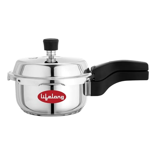 Image of Lifelong 2 Litre Triply Stainless Steel Pressure Cooker for Kitchen | 2.5mm Thickness | Gas & Induction Compatible | Fast & Even Heating | Spillage Control Lid |Easy to Clean Wide Base | BIS Certified