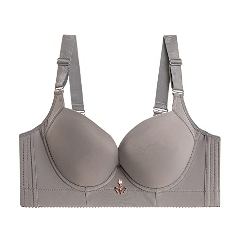 Xuvozta Women Push Up Bra Plus Size Seamless Underwire Lift Up Bra Widen Back Everyday Bras Grey 38C thumb #4