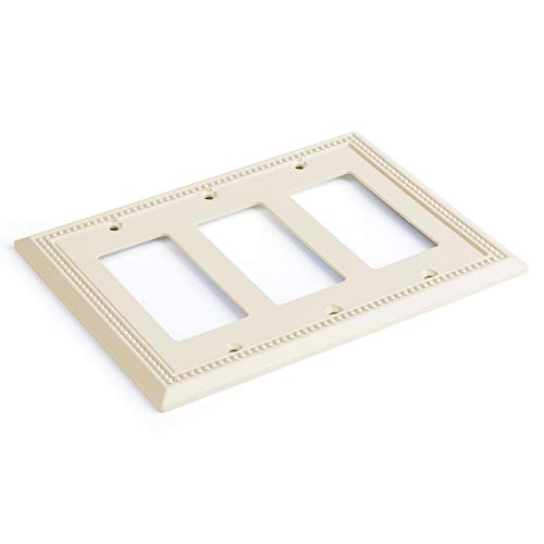 Image of Henne Bery Sunken Pearls Heavy Duty Decorative Wall Plate Switch Plate Outlet Cover, Durable Solid Zinc Alloy (Triple Decorator, Light Almond)