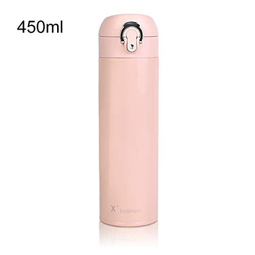 Zeewoo Bouteille Isotherme sous Vide à Double Paroi - 450ml/16oz Gourde Acier Inoxydable à l'épreuve des Fuites, sans BPA Gourde Reutilisable pour École, Sport, Yoga(Rose)