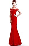 Babyonline 2016 off shoulder lace Mermaid Evening Formal Bridesmaid dress,Red,10