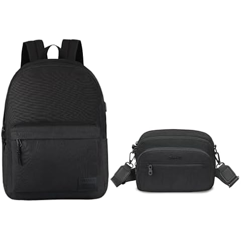 SUPACOOL Lightweight Casual Laptop Backpack with USB Charging Port and Crossbody Bag with Anti Theft RFID Pocket for Men &Women Cover