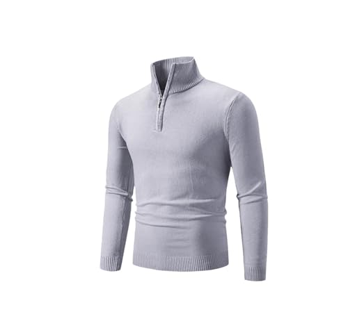 REHJJDFD Men's Slim Fit Sweater Half Zipper Pullovers Warm Stand Collar Turtleneck Cotton Knitted Sweater Solid Sweater