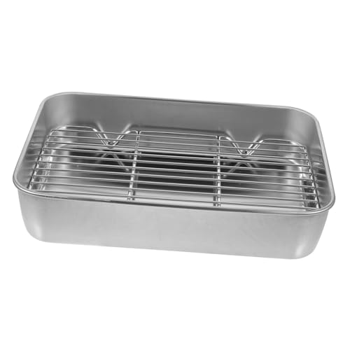 SAFIGLE Vassoio Barbecue in Acciaio Inossidabile con Vassoio da Cucina Resistente e Anti-ruggine Piatto da Portata Profondo per Ristoranti e Grigliate all Aperto