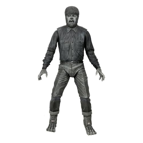 NECA - Figura de ação universal Monsters Ultimate Wolf Man B&W 7, cor branca