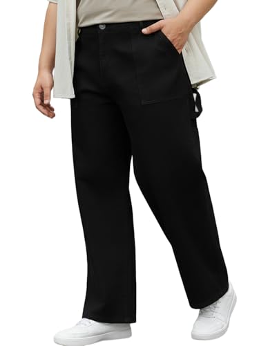 Image of Urbano Plus Men's Loose Mid Rise Baggy Fit Cargo Carpenter Jeans with 6 Pockets Non-Stretchable
