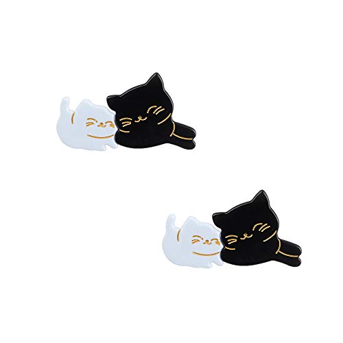KOOBOOK 2Pcs Cute Cat Hair Clip Barrette Acrylic Cartoon Hairpin Hair Accessories For Women Ladies Black