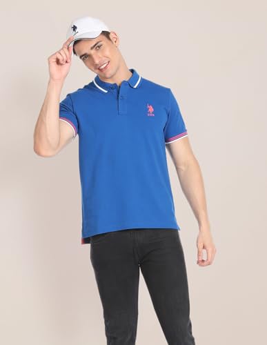 Image of U.S. POLO ASSN. Solid Slim Fit Polo T Shirts for Men - 100% Cotton, Half Sleeves Mens Tshirt