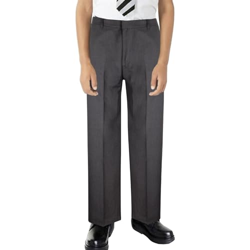 Boys Plain Jet Black School Uniform Pants Pull Up Regular Fit Elasticated Waist School Trouser Age 3-16 Years3