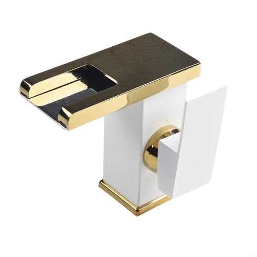 Robinet mitigeur cascade lavabo noir et or haut de gamme pour vasque