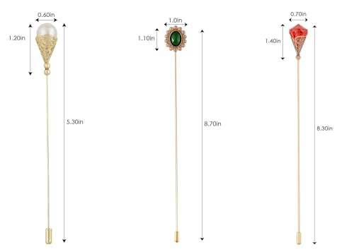 Image of Alilang 3Pcs Vintage Style Hat Lapel Brooch Pins with Flexible Bendable Design for Secure Fit on Hats, Scarves, and Suits