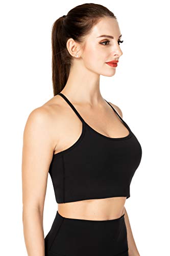 Sunzel Cropped Tank Tops For Women Without Pad Camisole Sports Bra For Yoga Workout Black #TOP2