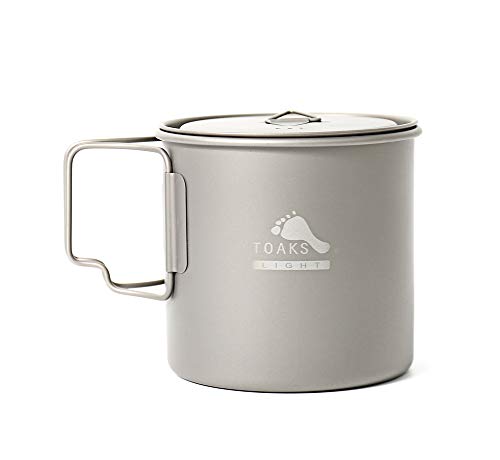 Toaks - Taza de camping de titanio puro, tamaño grande, se puede utilizar como cazuela (375 ml, 450 ml, 550 ml, 650 ml, 750 ml, 1100 ml), 650ml Cover