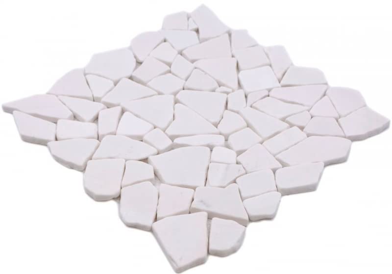 MOS44-0102 - Piastrella da parete in marmo naturale poligonale, colore: Bianco