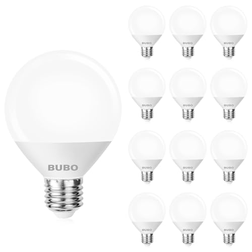 Image of BUBO Vanity Light Bulbs 60 Watt Equivalent, Globe Light Bulbs Cool White 4000K, Bathroom Light Bulbs, Round Light Bulbs, G25 LED Light Bulbs 800 Lumens, E26 Medium Base, 7W, Non-Dimmable, 12 Pack