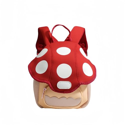 Image of Kawaii Kids Backpack for Preschool 3,4,5,6 Year Old Girl and Boy Gifts Kindergarten Elementary Cute Mushroom Toddler Bag(Red)