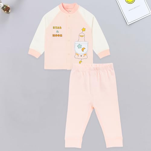 Image of Kidbea Unisex Baby Pajama & Co-ord Set | Soft Cotton Long Sleeve Top & Bottom | Cute Prints, Warm & Cozy Clothes for Newborns & Infants