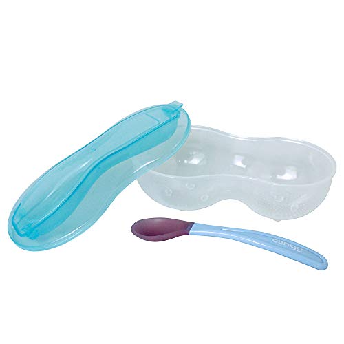 Prato Com Divisória E Colher De Silicone Azul, Clingo, Transparente/Azul, Tamanho Único