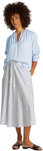 Tommy Hilfiger Damen Bluse Soft Viscose mit V-Ausschnitt, Blau (Breezy Blue), 44 – Ansicht 5