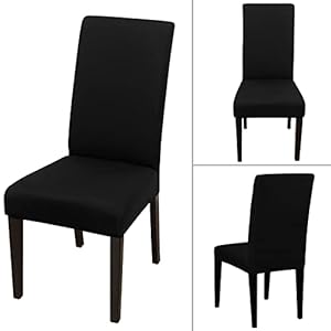 JQinHome Dining Chair Covers Dining Room Chair Slipcovers, 2 Pack High Stretch Removable Washable Parsons Chair Slipcover for Home Party Hotel Wedding Ceremony (Black) JQinHome Dining Chair Covers Dining Room Chair Slipcovers 2 Pack High Stretch Removable Washable Parsons Chair Slipcover for Home Party Hotel Wedding Ceremony Black