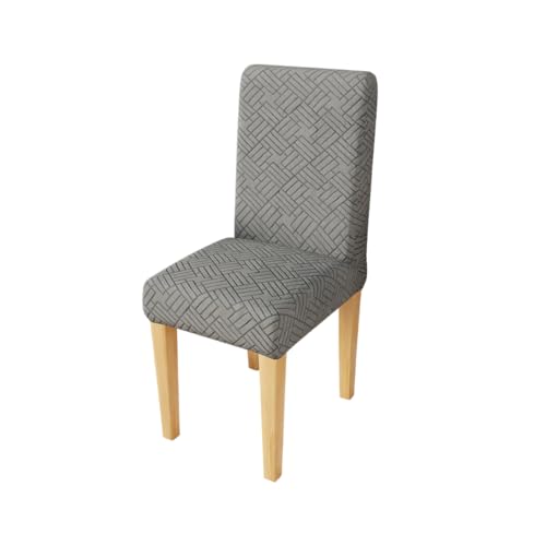 Image of Lukzer Elastic Dining Chair Cover - 1PC Pastel Dark Grey Abstract | Textured High Stretch Jacquard Seat Cover | Removable Washable Short Dining Chair Cover Protector Seat Slipcover | (CC-171-01)